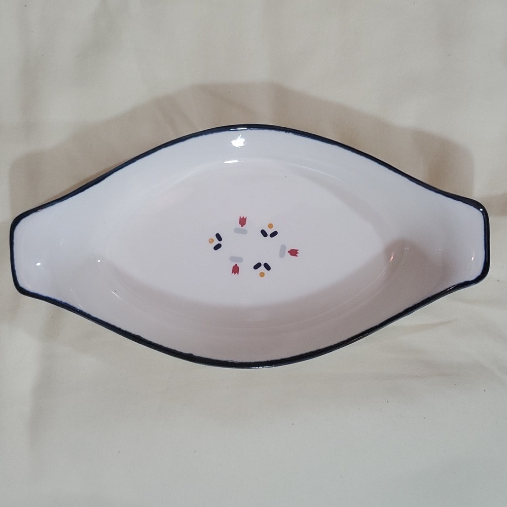 COUNTRY BORDERS / JCPenny-Vintage Ceramic Au Gratin Dish-Japan-Cottage Core-EC